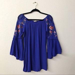 Altar’d State Blue Floral Bell Sleeve Dress